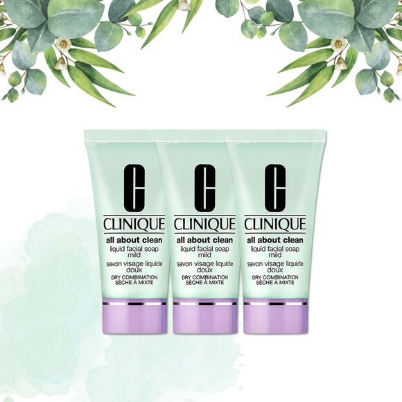 3 Clinique All About Clean Liquid Facial Soap Mild Mini 1 oz - Picture 1 of 8